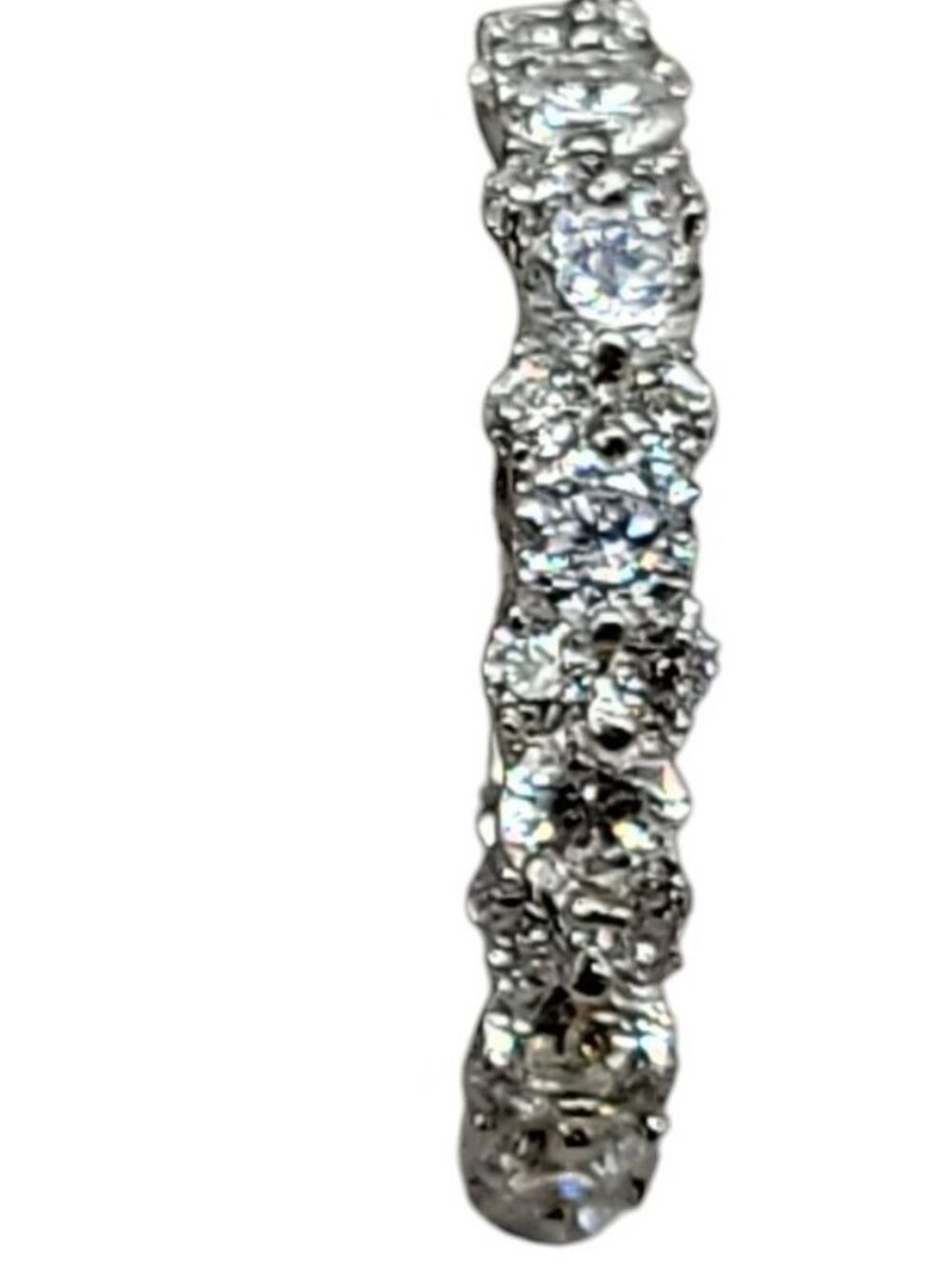 Cubic Zirconia Pave Sterling Hoop Earrings Latch Closure 925 Setting Sparkling - Picture 10 of 14